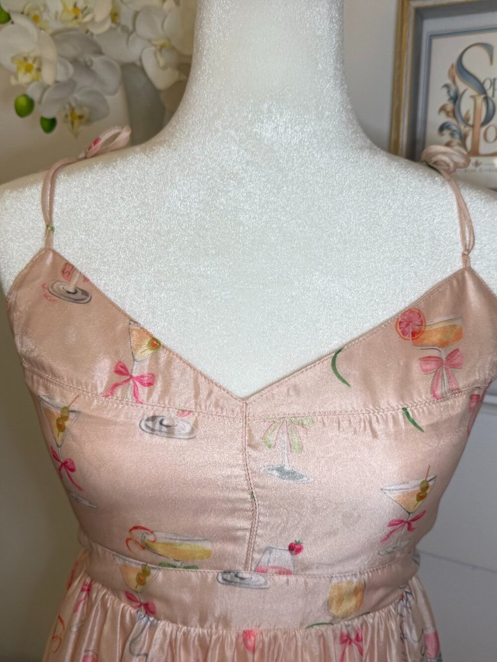 En Saison NWT Pink Cocktail Print Satin Midi Dress S - Picture 4 of 13